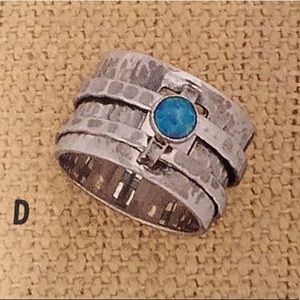 RARE Silpada Sterling Silver Blue Faux Opal Ring R0896 Size 7 3/4